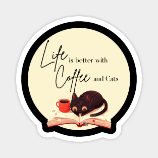 Coffee, Cats, and Cozy Reads Magnet