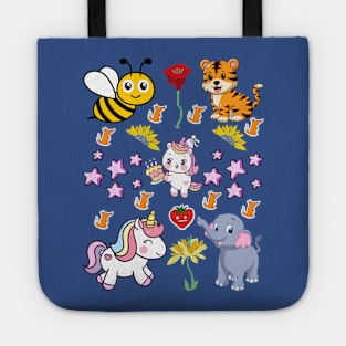 Kids animals and cartoon inspired design Tote