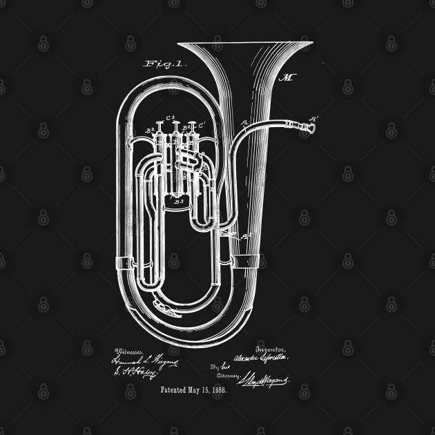 Tuba Player Gift 1888 Tuba Patent Print by MadebyDesign