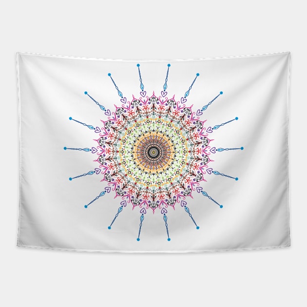 Colorful spiky mandala Tapestry by Hoshimem