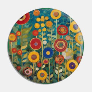 Colorful Abstract Flower Garden After Klimt Pin