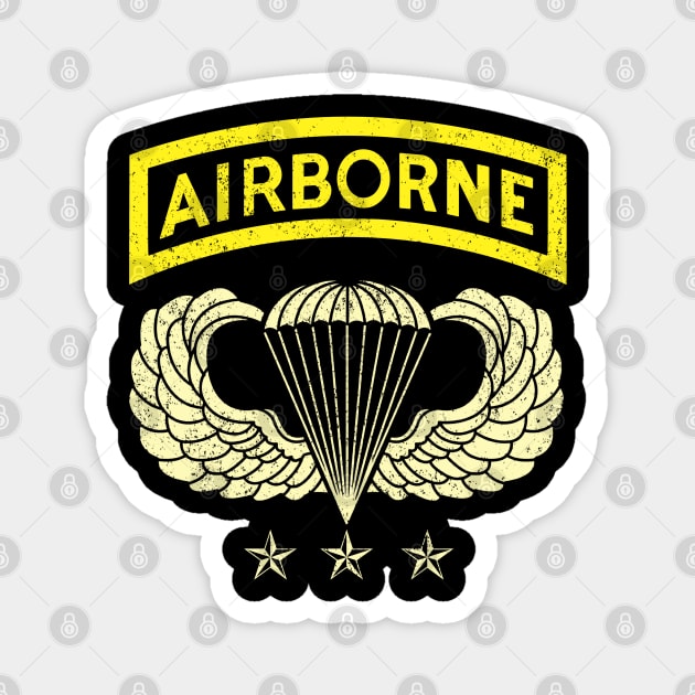 Airborne Paratrooper T-shirt White Jump Wings Airborne Tab Magnet by floridadori