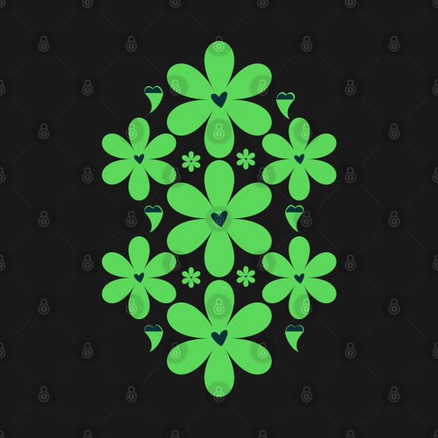 Green Flowers with Heart Shapes by Ezzkouch