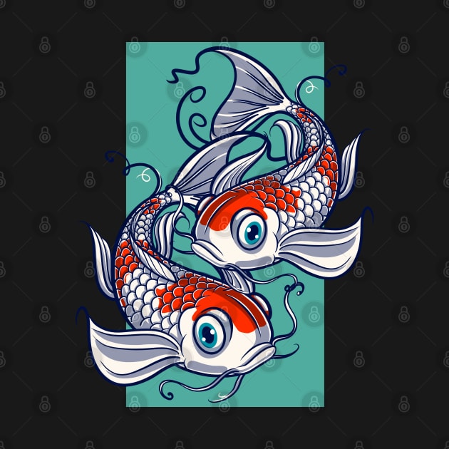 Kohaku Koi Fish Lover Yin-Yang Gift by teeleoshirts