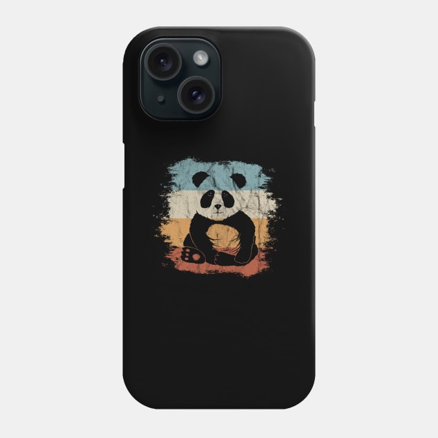 Funky Cute 80s Retro Panda Bear Silhouette Phone Case by SkizzenMonster