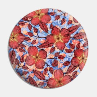 Coral Summer - a hand drawn floral pattern Pin