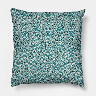 Boho Wilderness No.004 - Exotic Animal Print Texture in Teal Shades Pillow