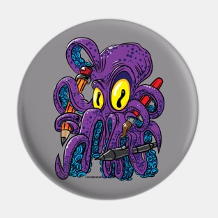 Art Octopus Cartoon Pin