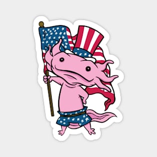 Cute Uncle Sam Axolotl // Funny American Axolotl Magnet