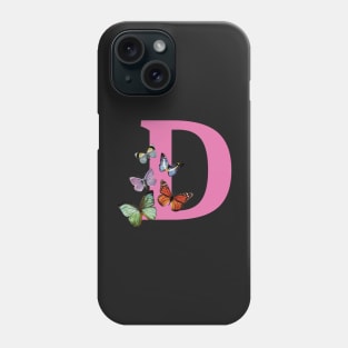 Letter pink D with colorful butterflies Phone Case