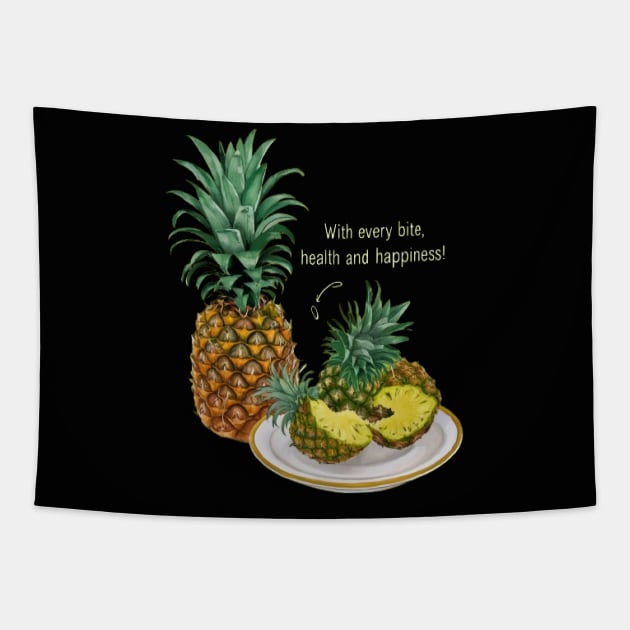 Fruit: With every bite, health and happiness! Tapestry by Medkas 