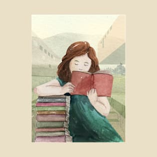 Cute girl reading books T-Shirt