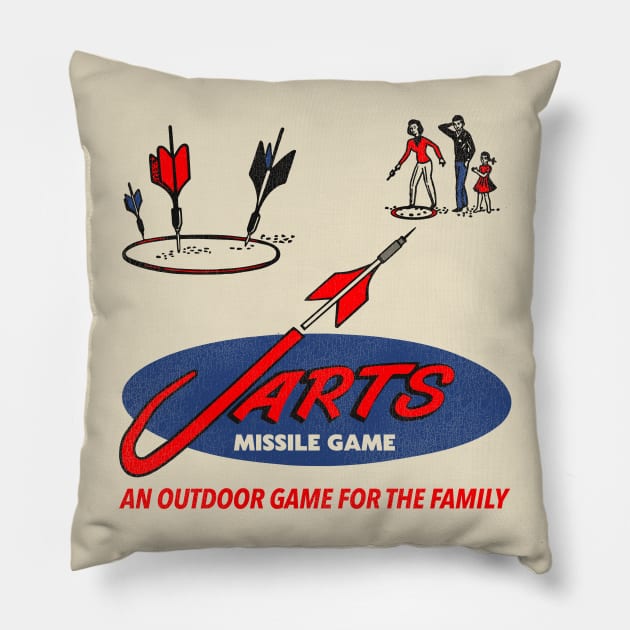 Defunct 60s Lawn Jarts Missile Game Pillow by darklordpug