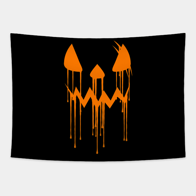 Dripping Pumpkin Smile Tapestry by bobyberto