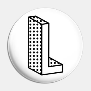 3D Ben Day Dot Isometric Letter L Pin