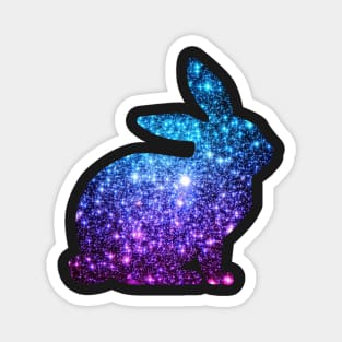 Teal and Purple Ombre Faux Glitter Easter Bunny Magnet