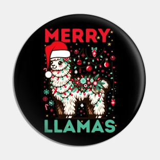 Merry llamas christmas Pin