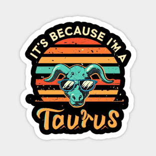 Taurus Zodiac Bliss: Retro Sunset Delight Magnet