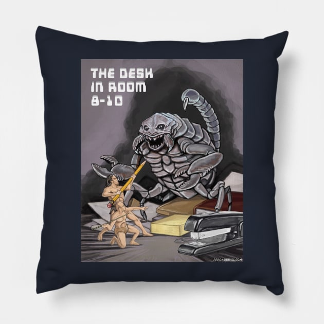 THE DESK IN ROOM 8-10 Pillow by Aaron Siddall