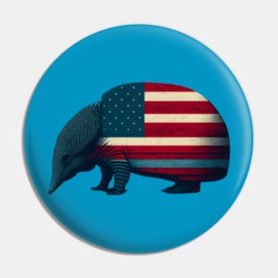 armadillo, symbol of Texas, in the colors of the American flag Pin