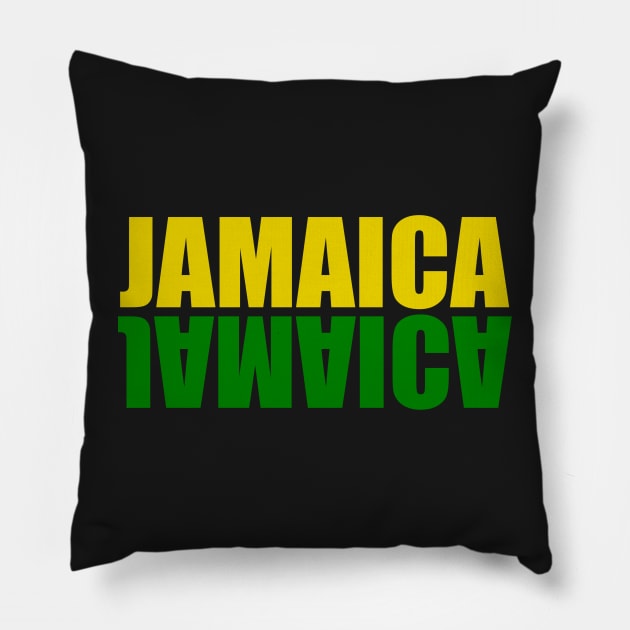 Jamaica mirrored in the colors colours of the Jamaican flag black green and gold white background Pillow by Artonmytee