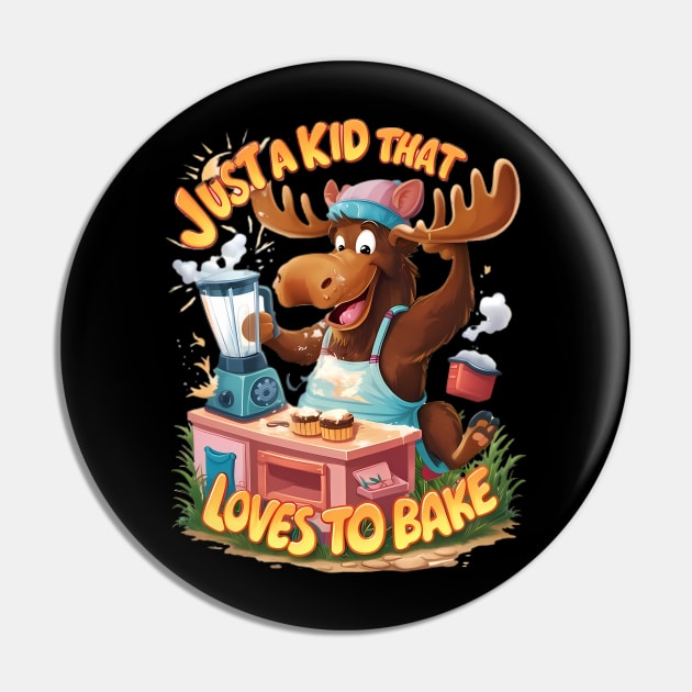 Moose Chef Cooking Up a Storm Pin by coollooks