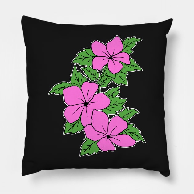 Pink Cherry Blossom Hand Drawn Gardening Gift Pillow by Mesyo