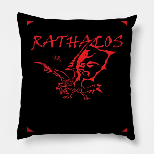 Red Rathalos Stile Pillow by Milekor