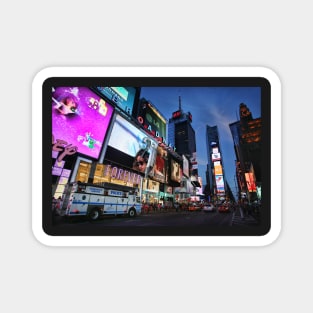 The lights of Times Square at twilight, NYC Magnet
