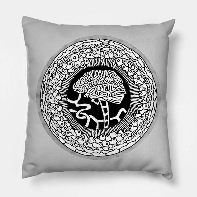 Let Me Think About It, Brain Illustration, Anatomy Drawing Pillow by annagrunduls
