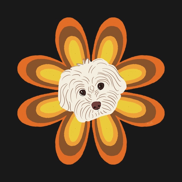 Retro Flower Maltipoo Dog by PatternbyNOK