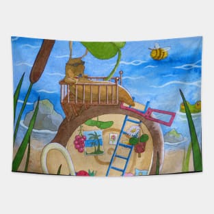 Sunny snail day / snail house Tapestry