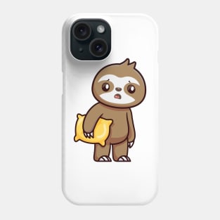 Cute Sleepy Sloth Holding Pillow Phone Case