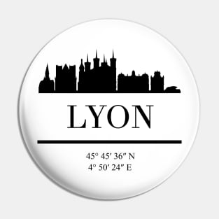 LYON FRANCE BLACK SILHOUETTE SKYLINE ART Pin