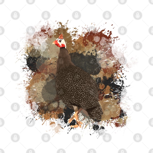 Guinea Fowl Abstract Paint Splatter Design in Warm Earth Tones by Suneldesigns
