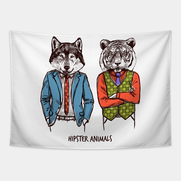 Hipster Animals Tapestry by Mako Design 