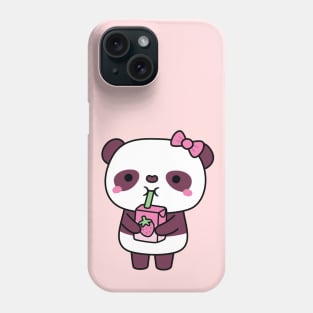 Cute Panda Drinking Strawberry Milk Phone Case