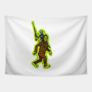 Creepy Alaska Big Foot Zombie Skeleton Hunter Tapestry