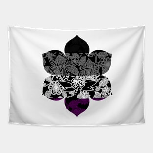 Flight Over Flowers of Fantasy - Asexual Pride Flag Tapestry