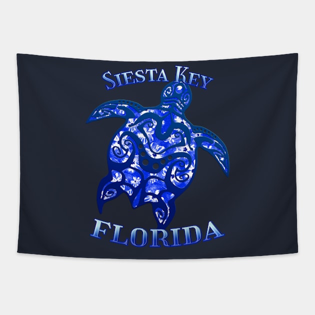 Siesta Key Florida Vacation Tribal Turtle Tapestry by macdonaldcreativestudios