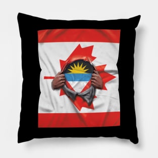 Antigua & Barbuda Flag Canadian Flag Ripped - Gift for Antiguan & Barbudan From Antigua & Barbuda Pillow