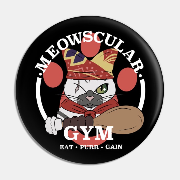 Meowscular Gym Pin by SpaceJunkComics