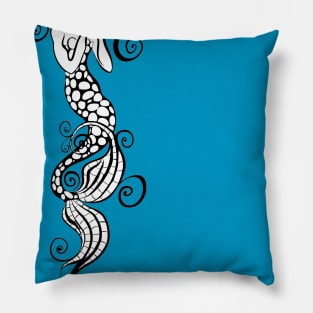 Whimsical black and white mermaid Pillow