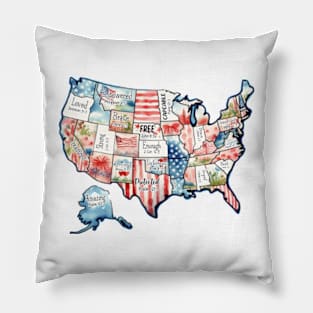 Retro America USA Map, You Are Bible Verse, 4th Of July, USA Flag, American Girl, American 1776 Pillow