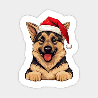 Christmas Peeking German Shepherd Dog Magnet