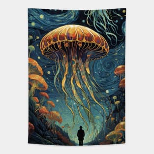 Starry Night Serenade: Van Gogh-Inspired Jellyfish Delight Tapestry