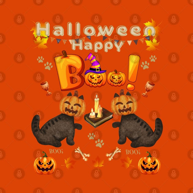 Happy halloween pumpkin cats by ATime7