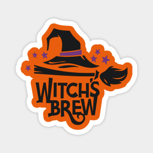 Witch brew - cute coffee sign with broom and hat Magnet