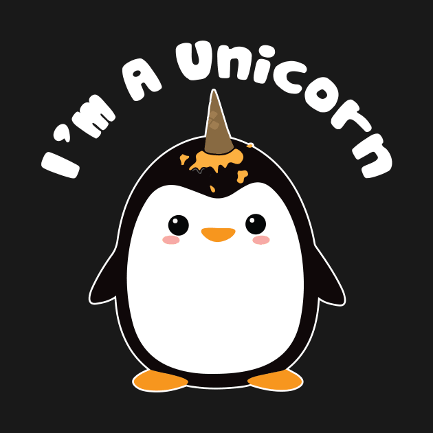 I'm a unicorn, ice cream cone penguin by mlleradrian
