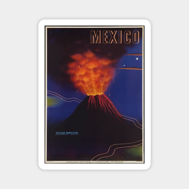Vintage Mexico Travel Poster - Volcano Magnet by Eux